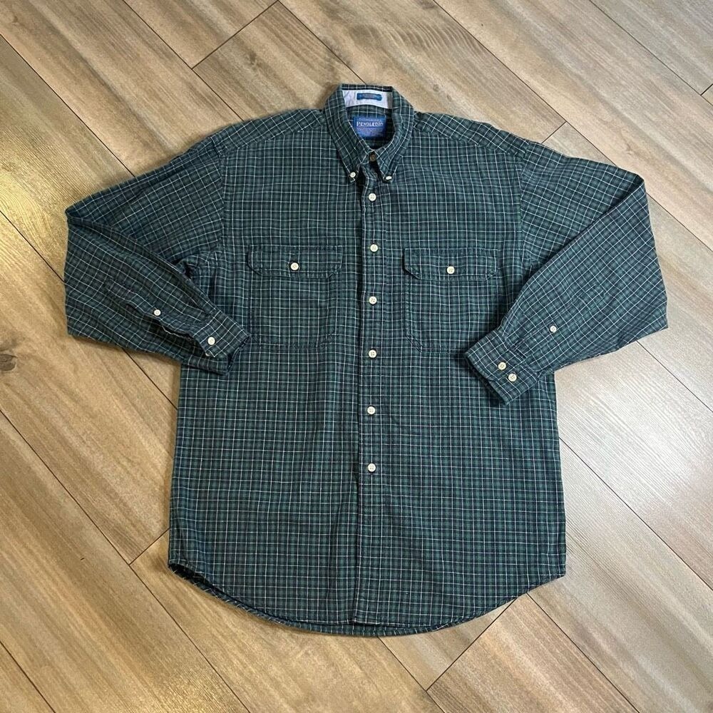 Pendleton‎ Woolen Mills Button Up Shirt Plaid Long Sleeve Men Medium Bin O-62